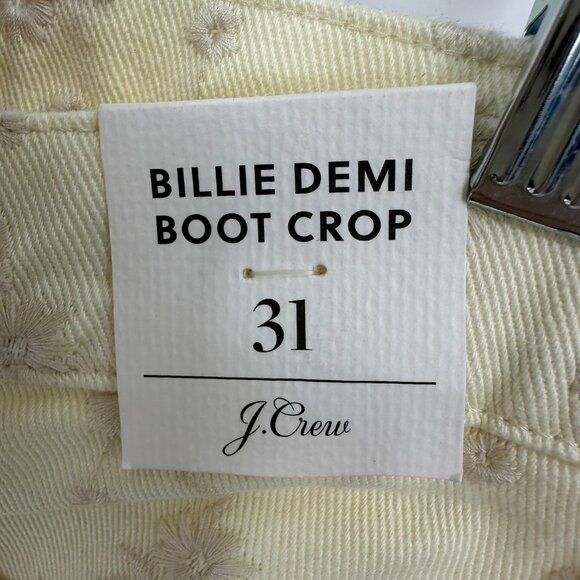 J Crew Eyelet Billie Demi Boot Crop Jeans 31 Floral High Rise Womens Cream AL874 - Picture 7 of 14